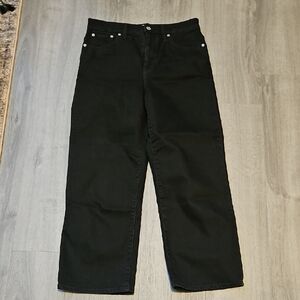 Madewell Slim Wide Leg Crop Black Jeans